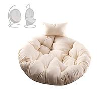 Cuscino per seduta di poltrona sospesa, Cuscino for sedia a dondolo rotondo spesso, solo cuscini for sedie, sostituzione di for esterni(A beige)