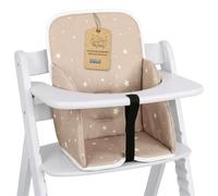Cuscino per seggiolone bambini riduttore di seduta pareti rinforzate | Coprisedile morbido per Chicco Polly plastica idrorepellente antiscivolo pareti rinforzate seduta Beige con stelle bianche