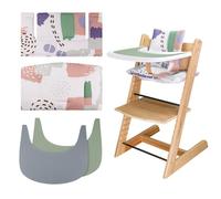 Cuscino per seggiolone, morbido e confortevole, con 2 tovagliette, per seggiolone Tripp Trapp, rende più confortevole la seduta del bambino (stampa leggera)