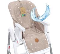 Cuscino per seggiolone riduttore seduta bambini coprisedile seggiolone | coprisedile per seggioloni Chicco Polly Peg Perego universale imbottito idrorepellente antiscivolo Beige con stelle bianche