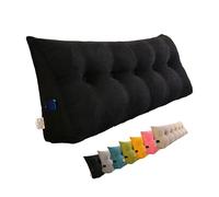 Cuscino per testiera da lettura, comodo, cuscino lombare triangolare, per sedersi in divano e letto, cuscino a cuneo grande per camera da letto, divano, tatami (nero, 60 cm)