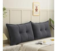 Cuscino per testiera in velluto, grande, con copertura rimovibile, morbido, per letto, divano, tatami, imbottitura in cotone PP, per camera da letto, dormitorio, divano (grigio scuro, 70 x 60 x 18 cm)