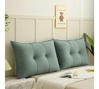 Cuscino per testiera in velluto, grande, con copertura rimovibile, morbido, per letto, divano, tatami, imbottitura in cotone PP, per camera da letto, dormitorio, divano (verde, 80 x 60 x 18 cm)