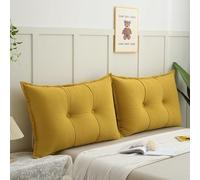 Cuscino per testiera in velluto, grande, con copertura rimovibile, morbido, per letto, divano, tatami, imbottitura in cotone PP, per camera da letto, dormitorio, divano (giallo, 60 x 60 x 18 cm)