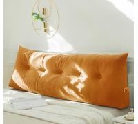 Cuscino per testiera triangolare in velluto di lusso, per letti king e queen size, cuscino di supporto per lettura e relax, 200 x 40 x 12 cm (120 x 40 x 12 cm, arancione)