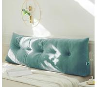 Cuscino per testiera triangolare in velluto di lusso, per letti matrimoniali e king size, cuscino di supporto per la schiena per lettura e relax, 200 x 40 x 12 cm (150 x 40 x 12 cm, verde malachite