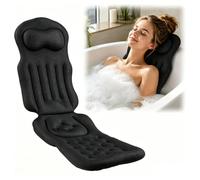 Cuscino per vasca da bagno per tutto il corpo, cuscino per vasca da bagno con ventose, tappetino da bagno ispessito con poggiatesta, supporto per il collo, cuscino per il collo, cuscino da bagno (nero