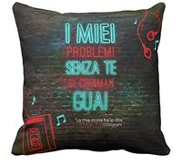 Cuscino Personalizzato 40X40 Frase Gianluca GRIGNANI Canzone d'Amore LA MIA Storia tra Le Dita I Miei Problemi Senza Te Si CHIAMAN GUAI - 1- Cuore Amore Idea Regalo