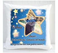 Cuscino personalizzato con stampa foto e dedica amore sei la stella più luminosa