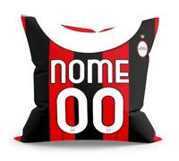 Cuscino Personalizzato idea regalo Tifoso Interista milanista napoletano Personalizzato con Nome e Numero realizzato in poliestere misura 40x40CM SFODERABILE (Tifoso Milan, Grafica Maglia 40x40)
