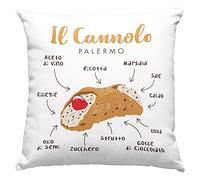Cuscino personalizzato Il Cannolo, Ricetta Dolce Siciliano, Cuscino 40x40cm, Stampa Divertente, Arredamento Casa Divano Letto, Idea Regalo Natale o di Compleanno - con Imbottitura (40_x_40_cm, Bianco)