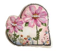 Cuscino personalizzato per la Festa della Mamma,Cuscino floreale personalizzato "Prima mamma,ora nonna",Cuscini a forma di cuore con fiori e nomi di famiglia,Regali per mamme, nonne e donne(Cosmo)
