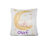 Cuscino personalizzato per neonato con stampa animale, cuscino in pile morbido, con nome e data del battesimo o della nascita, regalo per neonati o cuscino per la nascita, fodera per cuscino per