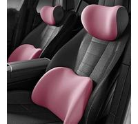 Cuscino Poggiatesta Auto e Supporto Lombare per Buick Regal Generation 6 2010-2017, 2 Pezzi Set Cuscino Lombare e Poggiatesta Ergonomico per Sedili Auto,Pink