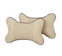 Cuscino poggiatesta e collo per seggiolino auto a forma di osso con cinghia elastica integrata per un montaggio stabile sui sedili dell'auto (beige)