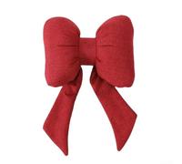 Cuscino poggiatesta per auto con dettaglio papillon e cotone lino delicato sulla pelle, per uso quotidiano (rosso)