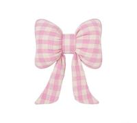 Cuscino poggiatesta per auto con dettaglio papillon, supporto per il collo, compatibile con la maggior parte dei sedili dei veicoli, misto cotone e lino, design traspirante (griglia polvere)