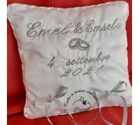 Cuscino porta fedi, portafedi ricamato personalizzato con i nomi e la data