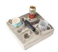 Cuscino portabicchieri per divano e letto, vassoio per rinfresco per bevande, telecomando, snack (beige)