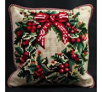 Cuscino Punto Croce da Ricamare Natale per Principianti - Set Fai da Te 40x40cm - Ricamo a Mano per Adulti - Arredamento Casa