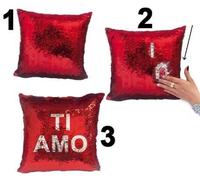 Cuscino quadrato cm. 40 con paillettes cambiacolore Ti Amo