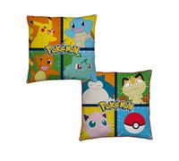 Cuscino quadrato con licenza ufficiale Pokémon, design retrò con Pikachu, Squirtle, Charmander, Jigglypuff, Snorlax, cuscino imbottito super morbido reversibile su 2 lati, perfetto per qualsiasi