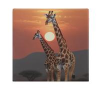Cuscino quadrato per sedia, motivo giraffa al tramonto, per yoga, pavimento in memory foam, per cucina, sala da pranzo, ufficio o auto, 38 x 38 cm, bianco