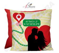 Cuscino Quadrato personalizzato con le Coordinate del Vostro luogo del cuore