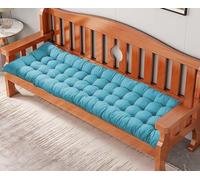 Cuscino rettangolare in cotone, spessore 8 cm, per panca da giardino a 2 o 3 posti, per dondolo da giardino, casa, cucina, uso interno (140 x 40 cm, celeste)