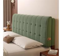 Cuscino rettangolare per testiera in pile, grande schienale, cuscino da parete con zeppa, letto, pannello posteriore, divano, letto imbottito con rivestimento sfoderabile (verde, cinghie da 200 cm)