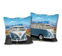 Cuscino reversibile VW Volkswagen T1 - blu 40 x 40 cm Bulli cuscino con 2 motivi, ideale per divano e letto, accessori per la casa, cuscino decorativo, campeggio, adatto per biancheria da letto VW