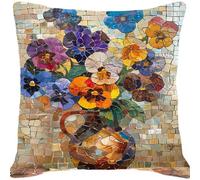 Cuscino Ricamato A Punto Croce Fai Da Te Fiori Di Viola Del Pensiero In Un Vaso Prestampato Cuscino Da Tiro Fai Da Te Ricamato Kit Per Ricamo Completi Decorativo Casa Per Principianti Ad 45x45cm