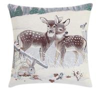 Cuscino Ricamato Cerbiatti Cuscino in cotone imbottito Cuscino arredo natalizio