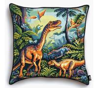 Cuscino Ricamo Kit Dinosauro Del Fumetto Fai Da Te Punto Croce Fodera Per Cuscino Del Divano Con Strumento Gancio Di Chiusura Adatto Per Adolescenti E Adulti Fodera Per Cuscino Con Gancio 43x43cm
