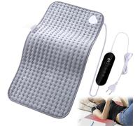 Cuscino riscaldante con spegnimento automatico, 30 x 60 cm, cuscino termico elettrico con 9 livelli di temperatura e 4 timer, riscaldamento rapido, protezione contro il surriscaldamento, lavabile per