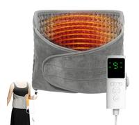 Cuscino riscaldante elettrico, cintura riscaldante lombare, 9 livelli di temperatura e 4 impostazioni di temporizzazione, lavabile cintura riscaldante con velcro per schiena cervicale addome grigio (B