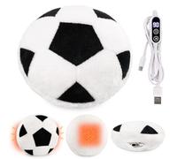 Cuscino riscaldante elettrico in peluche elettrico USB, per alleviare il dolore mestruale, in peluche, per alleviare i crampi, a forma di calcio, per collo, spalle e schiena (pallone da calcio nero)