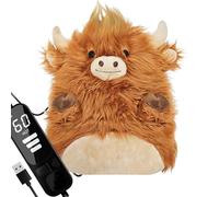Cuscino riscaldante elettrico per alleviare il dolore mestruale, alimentato tramite USB, portatile, peluche di mucca delle Highland, 30,5 x 22,5 cm, morbido peluche per collo, schiena, spalle, regalo