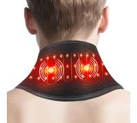 Cuscino riscaldante senza fili con massaggiatore e luce rossa, massaggiatore per collo riscaldato per dolore al collo, 3 livelli di calore e 3 livelli di vibrazione, fascia riscaldata per il collo con
