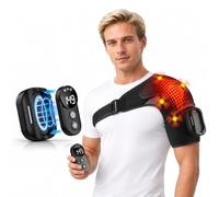 Cuscino riscaldante senza fili con telecomando, tutore riscaldante per spalla con 5 calore e vibrazioni regolabili, tocco LED e batteria da 5000 mAh, supporto per spalla sinistra e destra, con