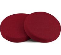 Cuscino Rotondo 40cm Confezione da 2 Cuscini Pavimento e Meditazione Memory Foam Cuscino Sedia Antiscivolo Sfoderabile in Lino Cucina Giardino Ufficio Sgabello Bistrot(Burgundy,16x2in)