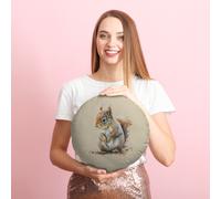 Cuscino Rotondo Decorativo A Forma Di Scoiattolo In Acquerello 14"