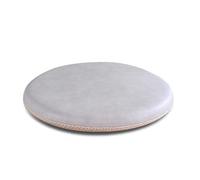 Cuscino rotondo impermeabile in memory foam, 35,6 cm, spessore 3 cm, in ecopelle, per sedie da pranzo, lavabile e resistente allo sbiadimento, comfort esterno grigio chiaro