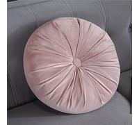Cuscino rotondo in velluto da 35 cm, morbido pieghettato, per meditazione, cuscino decorativo per casa, soggiorno, divano, letto, sedia auto, rosa