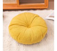 Cuscino rotondo per pavimento, spesso, per lettura, per adolescenti, cuscino in ciniglia, per soggiorno, yoga, meditazione, in interni, balcone, letto per cani (45 x 45 x 10 cm, giallo)