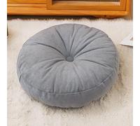 Cuscino rotondo per pavimento, spesso, per lettura, per adolescenti, cuscino in ciniglia, per soggiorno, yoga, meditazione, in interni, balcone, letto per cani (40 x 40 x 10 cm, grigio)