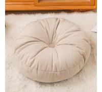 Cuscino rotondo per pavimento, spesso, per lettura, per adolescenti, cuscino in ciniglia, per soggiorno, yoga, meditazione, in interni, balcone, letto per cani (40 x 40 x 10 cm, beige chiaro)