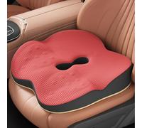 Cuscino Sedile Auto Guidatore per Persone Basse alla Guida, Cuscino Rialzo Sedile Auto per Adulti in Memory Foam Morbido e Denso, Camion, SUV, Aumenta Efficacemente L'Altezza di 5cm,Rosso