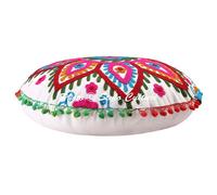 Cuscino seduta rotondo ricamato Suzani copricuscino pavimento cotone indiano 18"