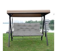 Cuscino spesso per amaca da giardino resistente all'acqua con cinghie per altalena a baldacchino grigio a 3 posti per mobili da esterno con schienale 150 x 100 x 10 cm